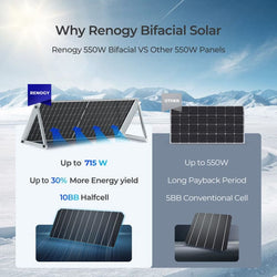 Renogy Bifacial 550 Watt Monocrystalline Solar Panel Solar Panels Renogy