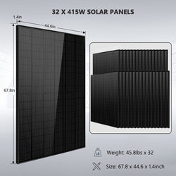 Sungold Power | Off Grid Solar Kit | 16KW 48VDC 120V/240V | LiFePO4 25.6kWh Lithium Battery | 32 x 415 Watts Solar Panels | SGR-16K25E Solar Kits SunGoldPower