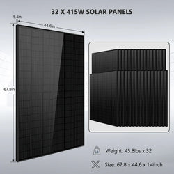 Sungold Power Off-Grid Solar Kit 16KW 48VDC 120V/240V LIFEPO4 25.6KWH LITHIUM BATTERY 32 X 415 WATTS SOLAR PANELS | SGR-16K25T