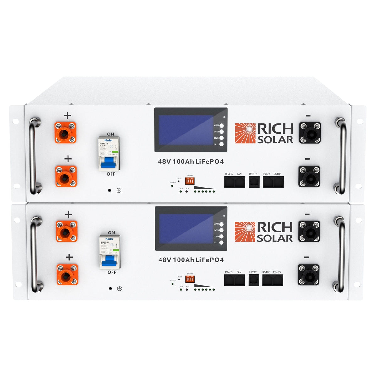 RICH SOLAR | ALPHA 5 | 48V 100Ah LiFePO4 Battery | Premium 48V Server Rack Lithium Battery for Residential, Commercial, Off-Grid | 7,000 Lifetime Cycles Server Rack Batteries RICH SOLAR 2 Batteries Only
