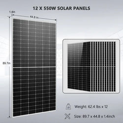 Sungold Power Off-Grid Solar Kit 12 X 550 WATTS SOLAR PANELS 25.6KWH LITHIUM BATTERY 10KW SOLAR INVERTER 48VDC 120V/240 | SGR-10K25T