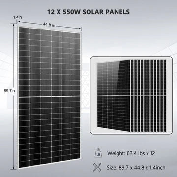 Sungold Power Off-Grid Solar Kit 12 X 550 WATTS SOLAR PANELS 25.6KWH LITHIUM BATTERY 10KW SOLAR INVERTER 48VDC 120V/240 | SGR-10K25T