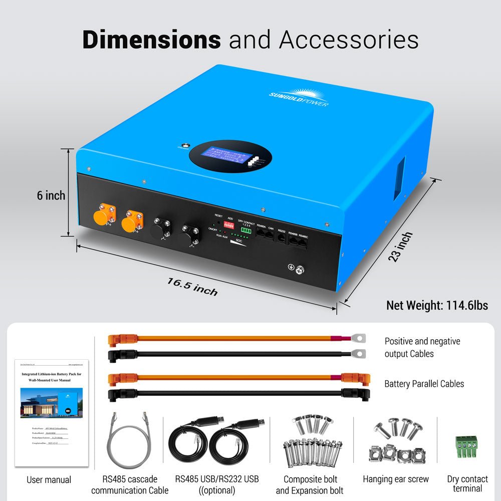 Sungold Power | 4 X 5.12kWh Powerwall LiFePO4 Lithium Battery | SG48100M Wall Mount Batteries SunGoldPower