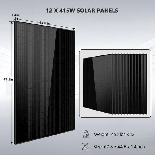 Sungold Power Off-Grid Solar Kit 8000W 48VDC 120V/240V LifePo4 10.24KWH Lithium Battery 8 X 415 Watts Solar Panels SGR-8K10T