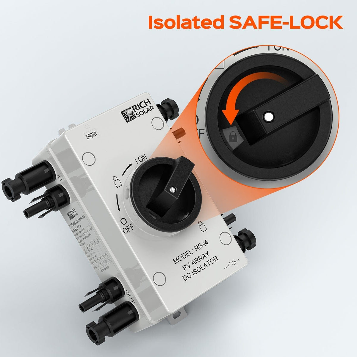 RICH SOLAR Solar PV DC Quick Disconnect Switch | Solar Array DC Quick Disconnect Switch | 1500 Volt 32 Amp | 4 Pole 2 Strings | Easy to Install Switch RICH SOLAR