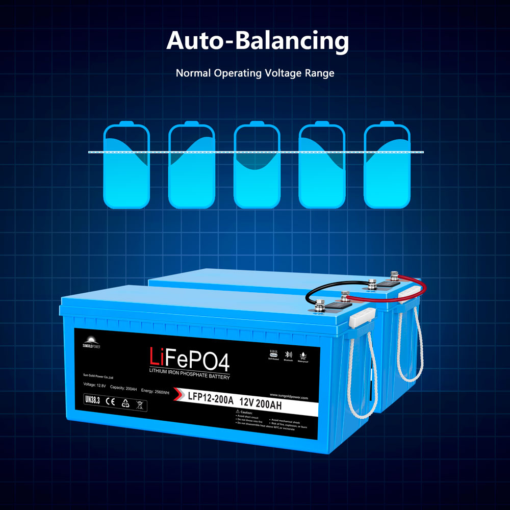 Sungold Power 12V 200Ah LiFePo4 Deep Cycle Lithium Battery Bluetooth / Self-Heating / IP65 Batteries SunGoldPower