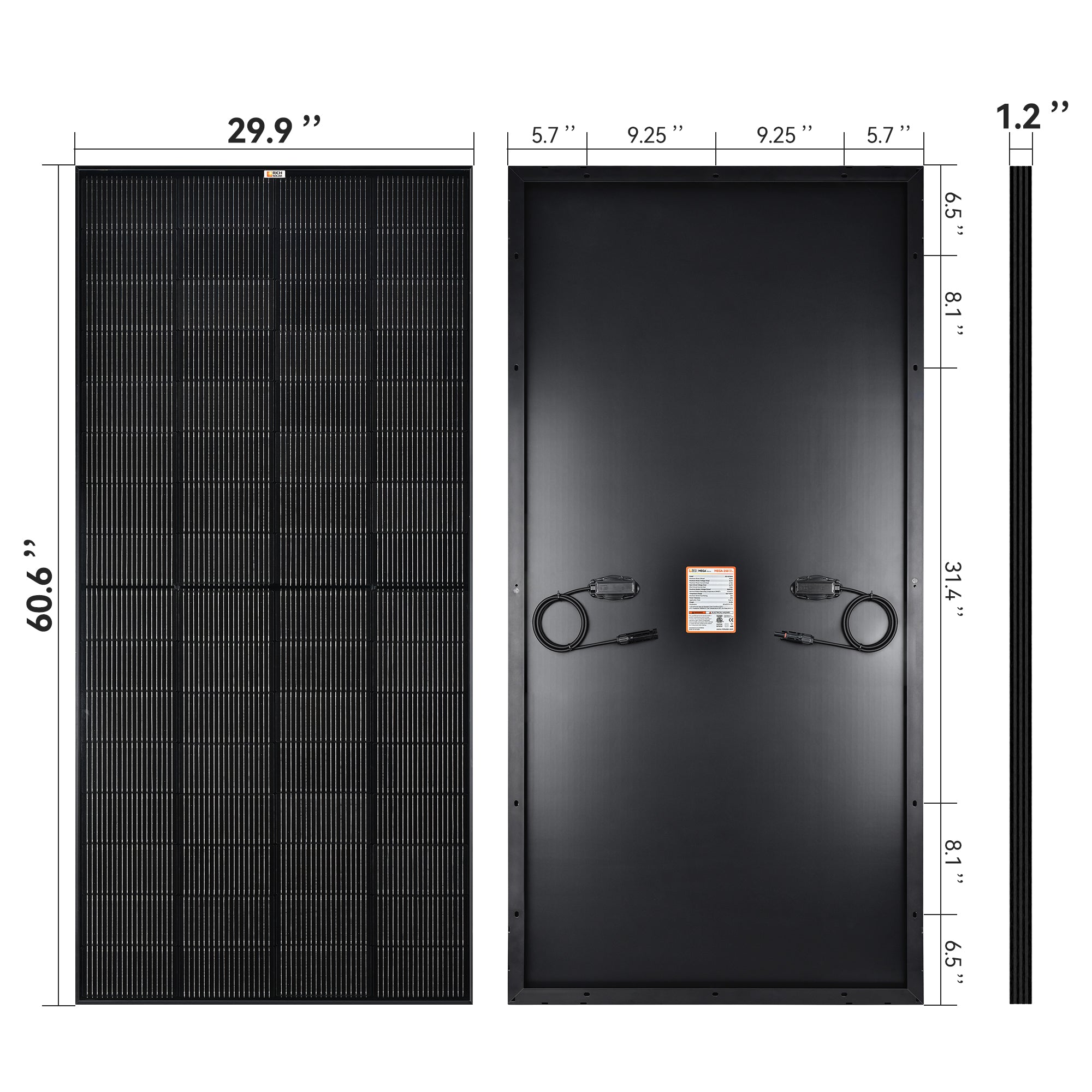 RICH SOLAR | MEGA 250 | 250W Solar Panel | Premier 12V Off-Grid Solar Panel for RVs, Vans, Boats | 25-Year Output Warranty | UL Certified