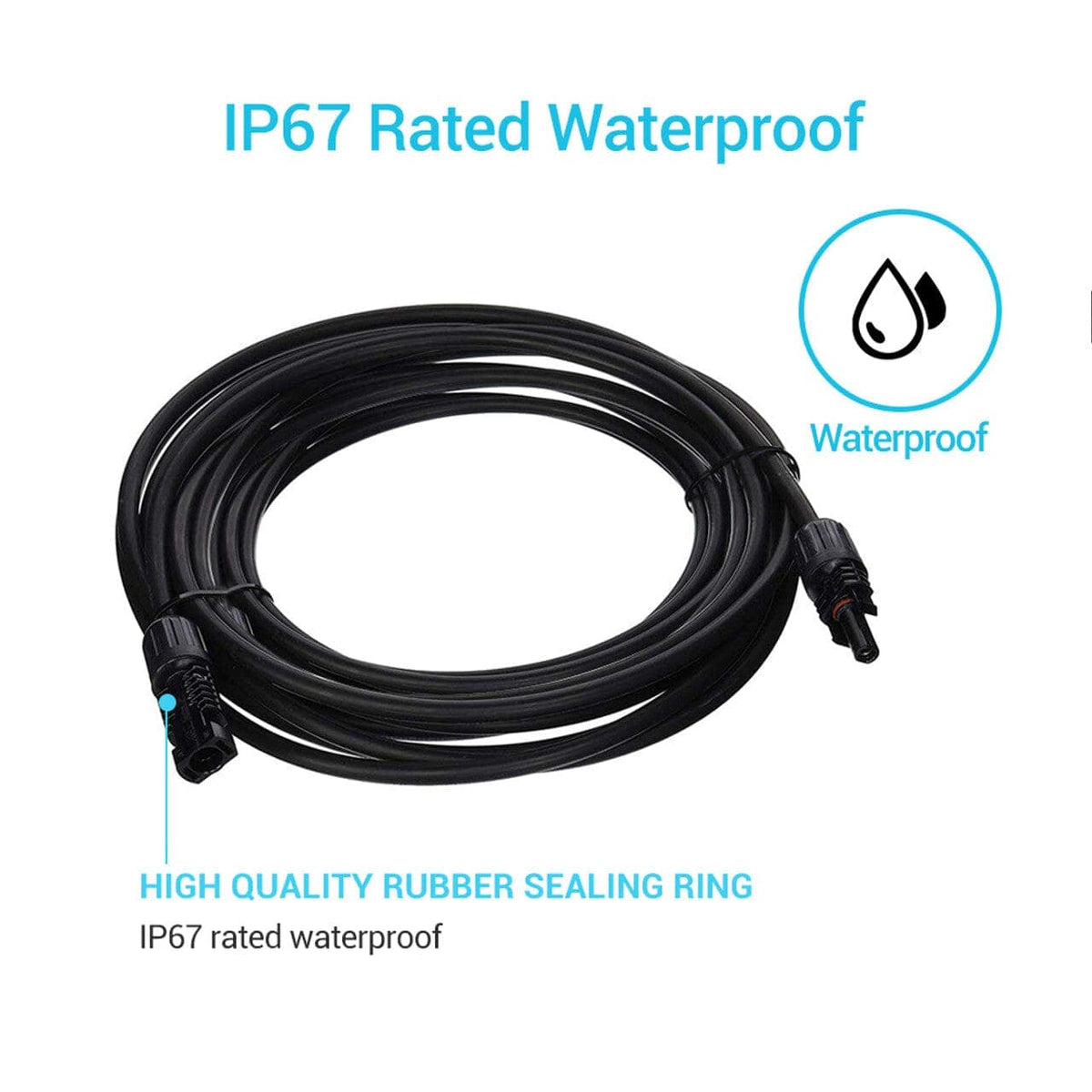 Renogy Solar Panel Extension Cable with Male to Female Solar Connectors (Single) Cable & Wire Renogy