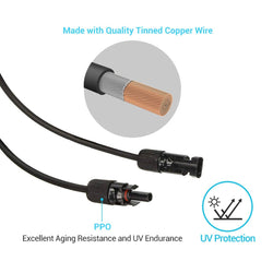 Renogy Solar Panel Extension Cable with Male to Female Solar Connectors (Single) Cable & Wire Renogy