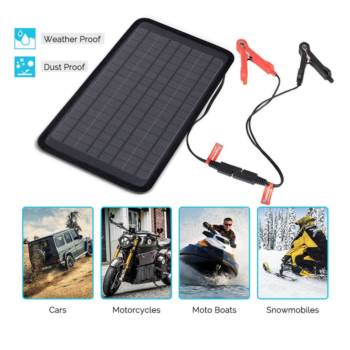 Renogy 5W Solar Battery Trickle Charger Maintainer Battery Maintainers Renogy