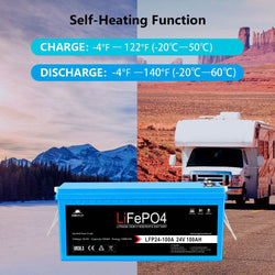 Sungold Power | 4 X 24V 100Ah LiFePO4 Deep Cycle Lithium Battery | Bluetooth / Self-Heating / IP65 Battery SunGoldPower