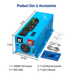 Sungold Power 2000W DC 12V Pure Sine Wave Inverter With Charger Off-Grid Inverters SunGoldPower