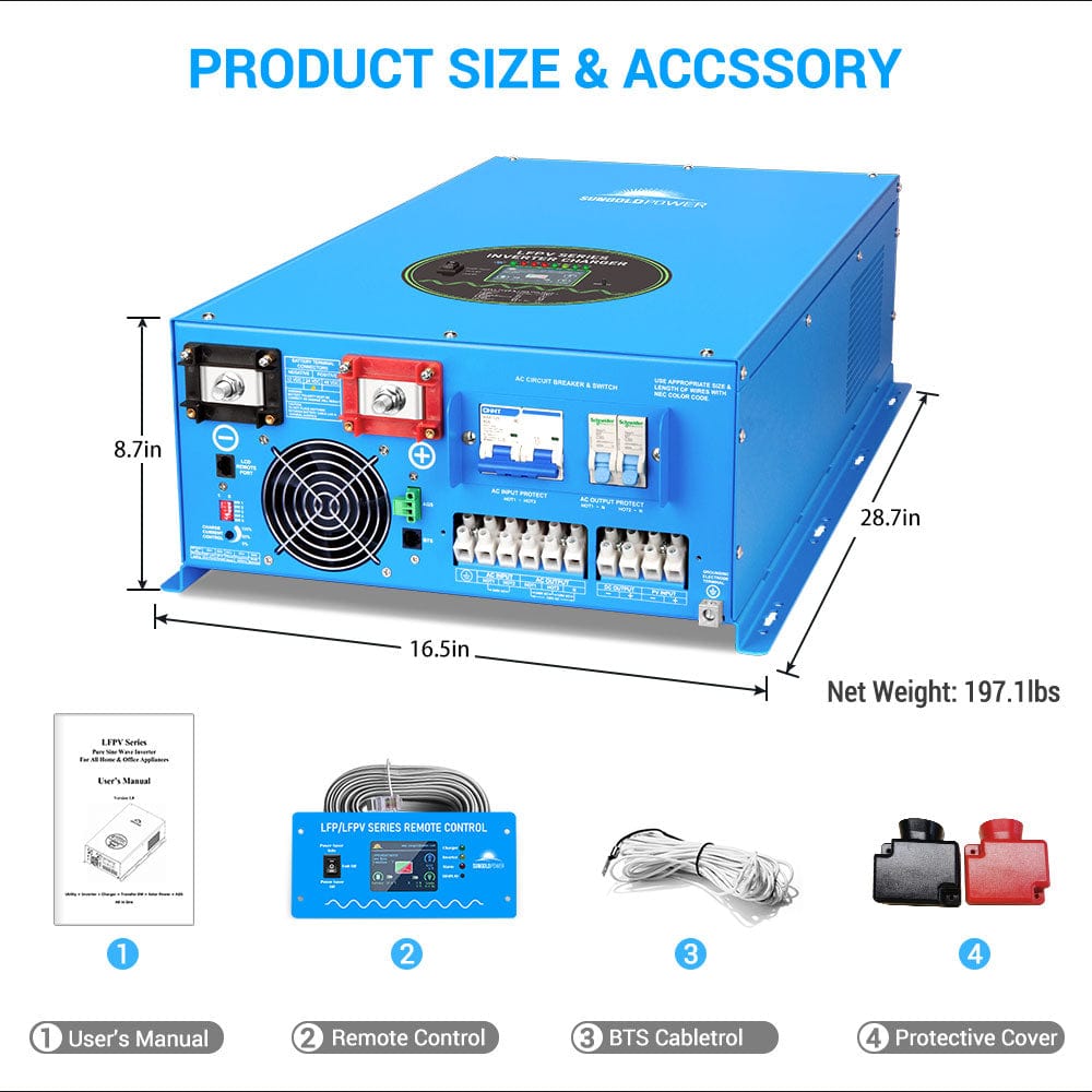 Sungold Power 18000W 48V Split Phase Pure Sine Wave Inverter Charger Off-Grid Inverters SunGoldPower