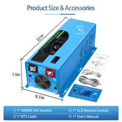 Sungold Power 4000W DC 24V Pure Sine Wave Inverter With Charger Off-Grid Inverters SunGoldPower