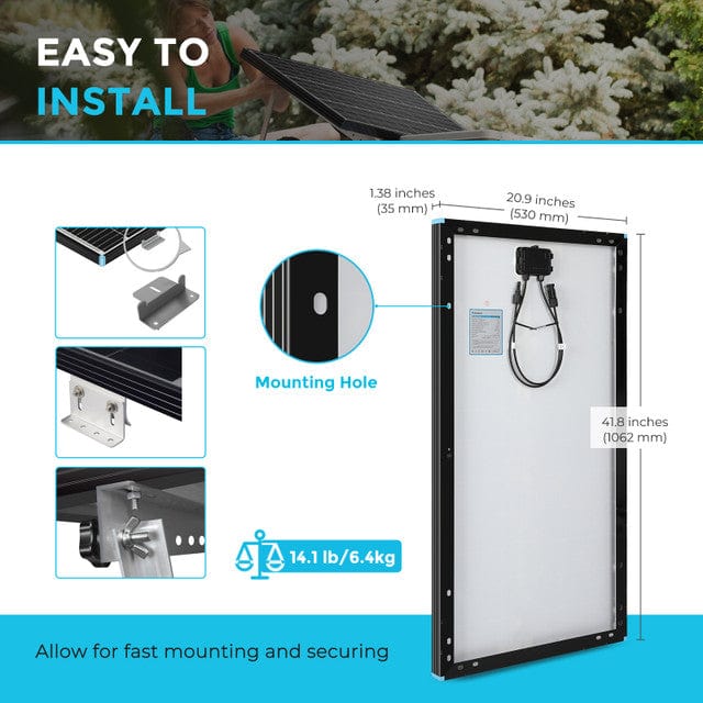 Renogy 100 Watt 12 Volt Monocrystalline Solar Panel Solar Panels Renogy