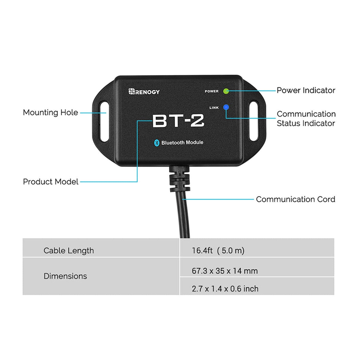 Renogy BT-2 Bluetooth Module Solar Charge Controller Accessory Renogy