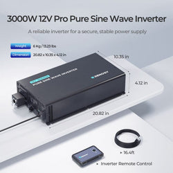 Renogy 3000W 12V Pro Pure Sine Wave Inverter With EcoSleep Mode Inverters Renogy