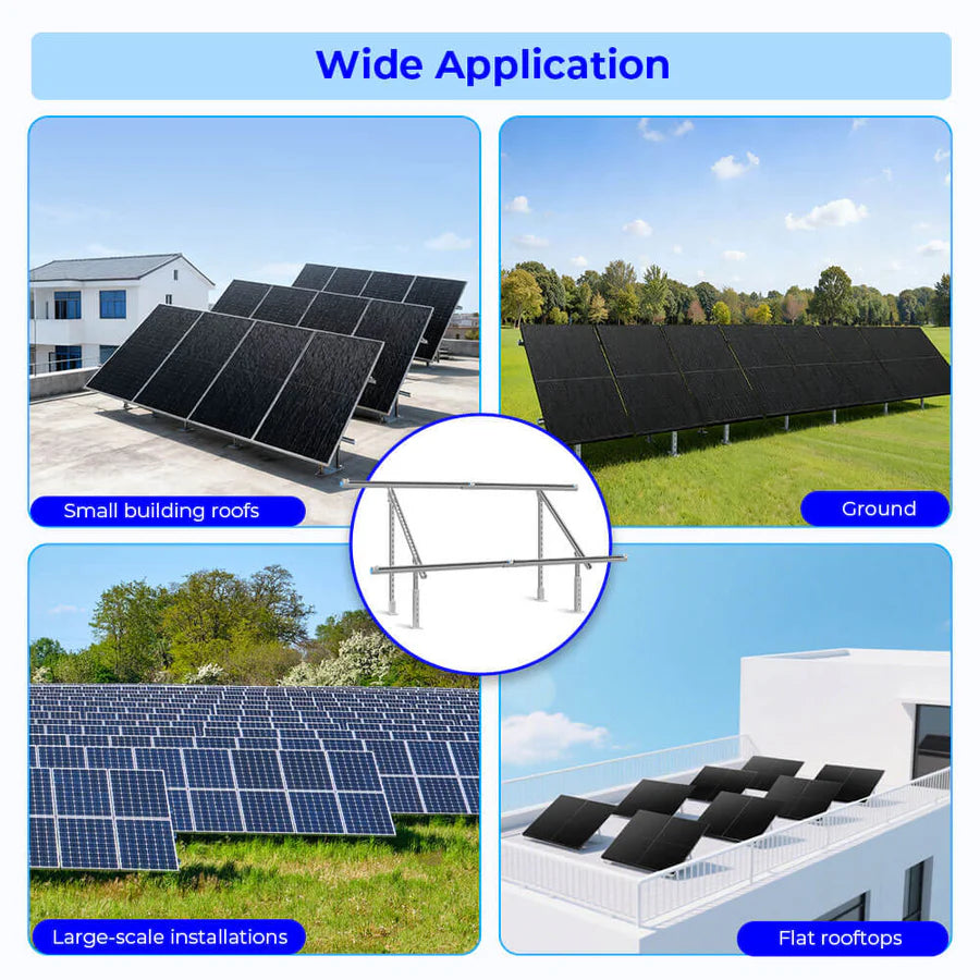 Sungold Power Modular & Expandable Ground Mount Brackets for 2× 400W–590W Solar Panels | Heavy-Duty Adjustable