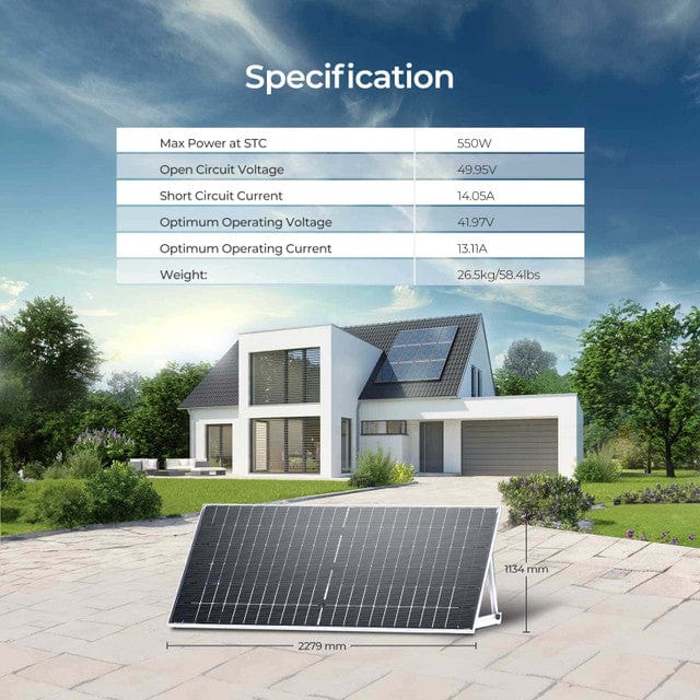 Renogy Bifacial 550 Watt Monocrystalline Solar Panel Solar Panels Renogy