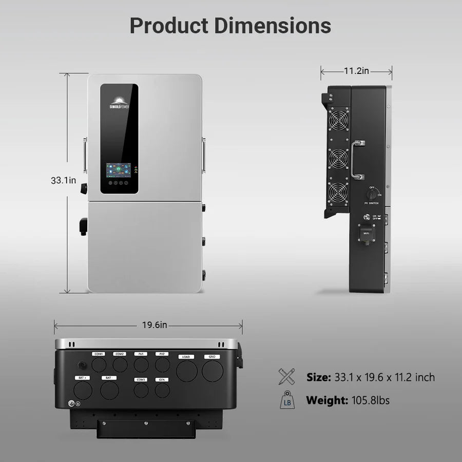 Sungold Power 12KW 48V All-in-one Hybrid Solar inverter | Whole Home Backup (200A)| SGS-12K18MAX