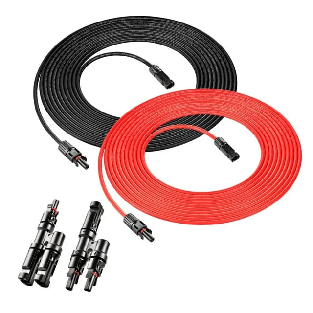 RICH SOLAR 10 Gauge Solar Panel Extension Cable with Male and Female Solar Connector Ends and Parallel Connectors | Pair of 10AWG Red and Black Extension Wire and Parallel Connectors | Choose Cable Length: 30ft, 50ft Accessories RICH SOLAR