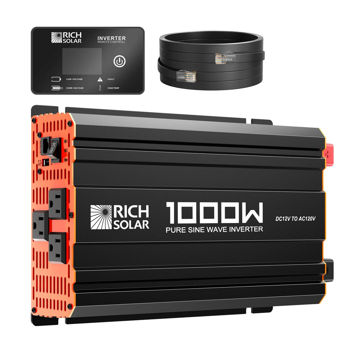 RICH SOLAR NOVA PURE 1K | 1000 Watt (1kW) 12 Volt Industrial Pure Sine Wave Inverter | Powerful 1000W 12V Off-Grid Inverter for RVs, Trailers, Campers, Vans, Trucks, Overlanders, Boats | Top Rated Off-Grid Inverters RICH SOLAR