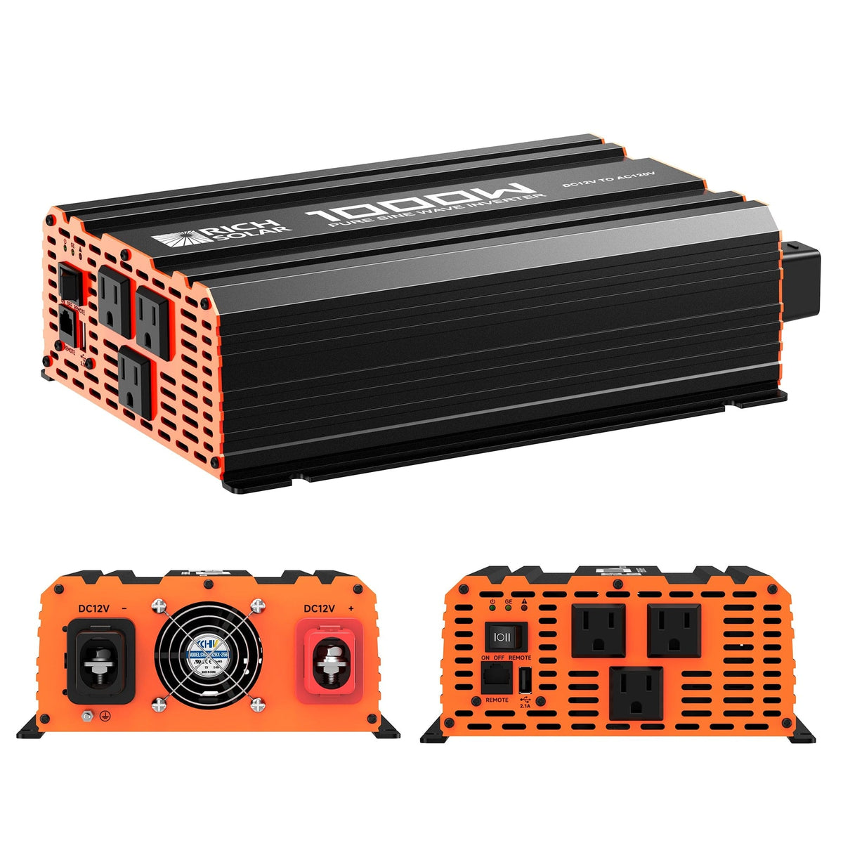 RICH SOLAR NOVA PURE 1K | 1000 Watt (1kW) 12 Volt Industrial Pure Sine Wave Inverter | Powerful 1000W 12V Off-Grid Inverter for RVs, Trailers, Campers, Vans, Trucks, Overlanders, Boats | Top Rated Off-Grid Inverters RICH SOLAR