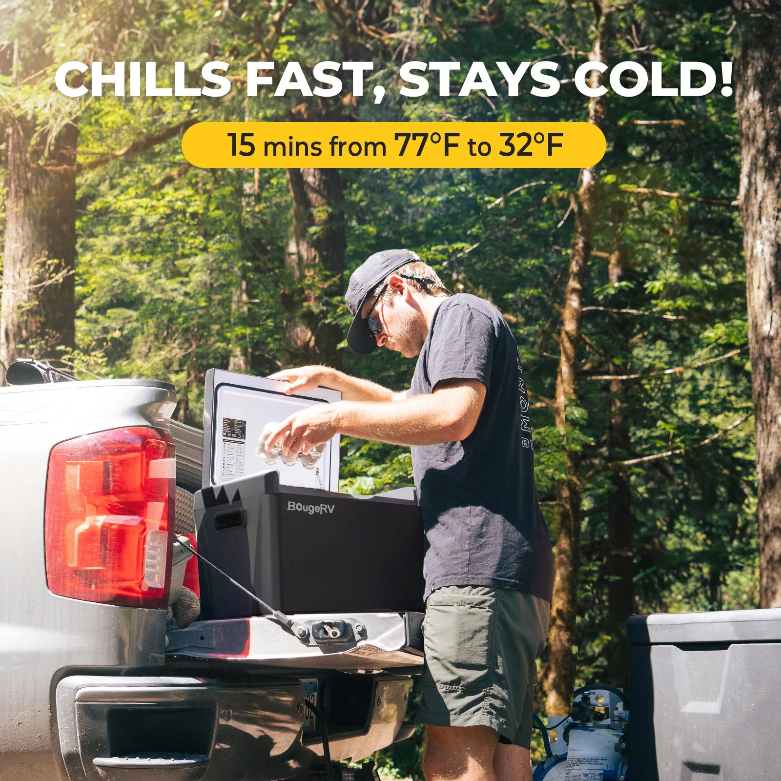 BougeRV 12V 23 Quart Portable Fridge Black For Travel