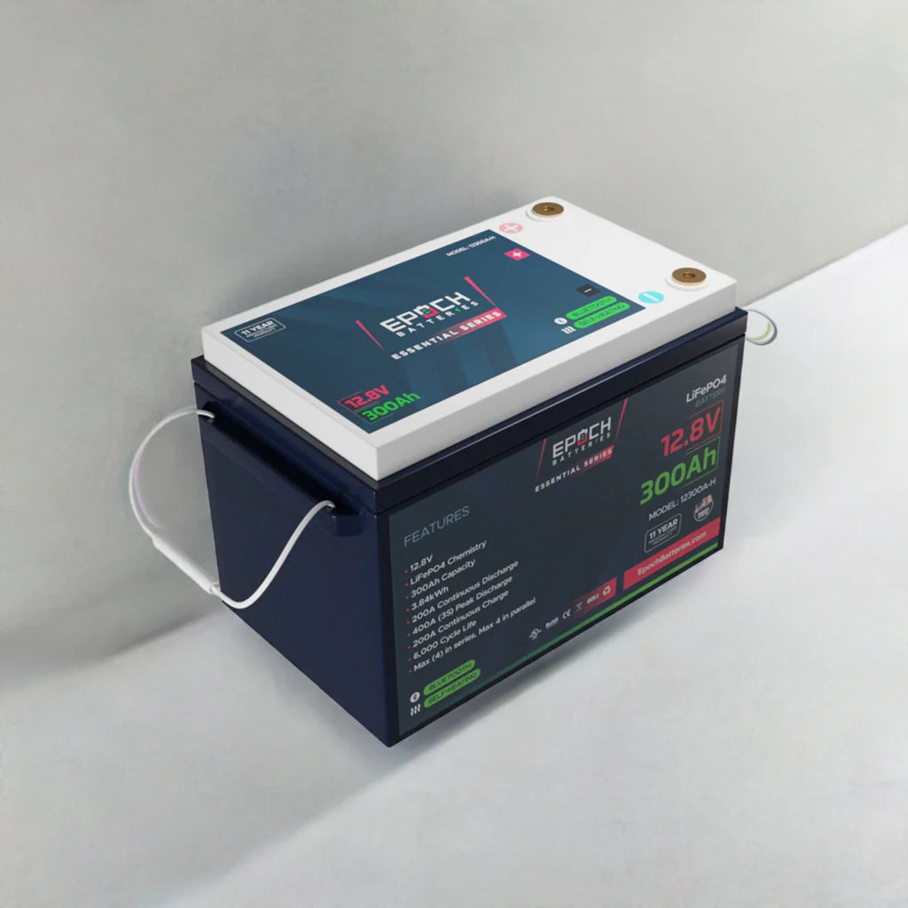 Epoch 12V 300Ah (3.84kWh) Essential Series - Bluetooth & Heated LiFePO4 Battery