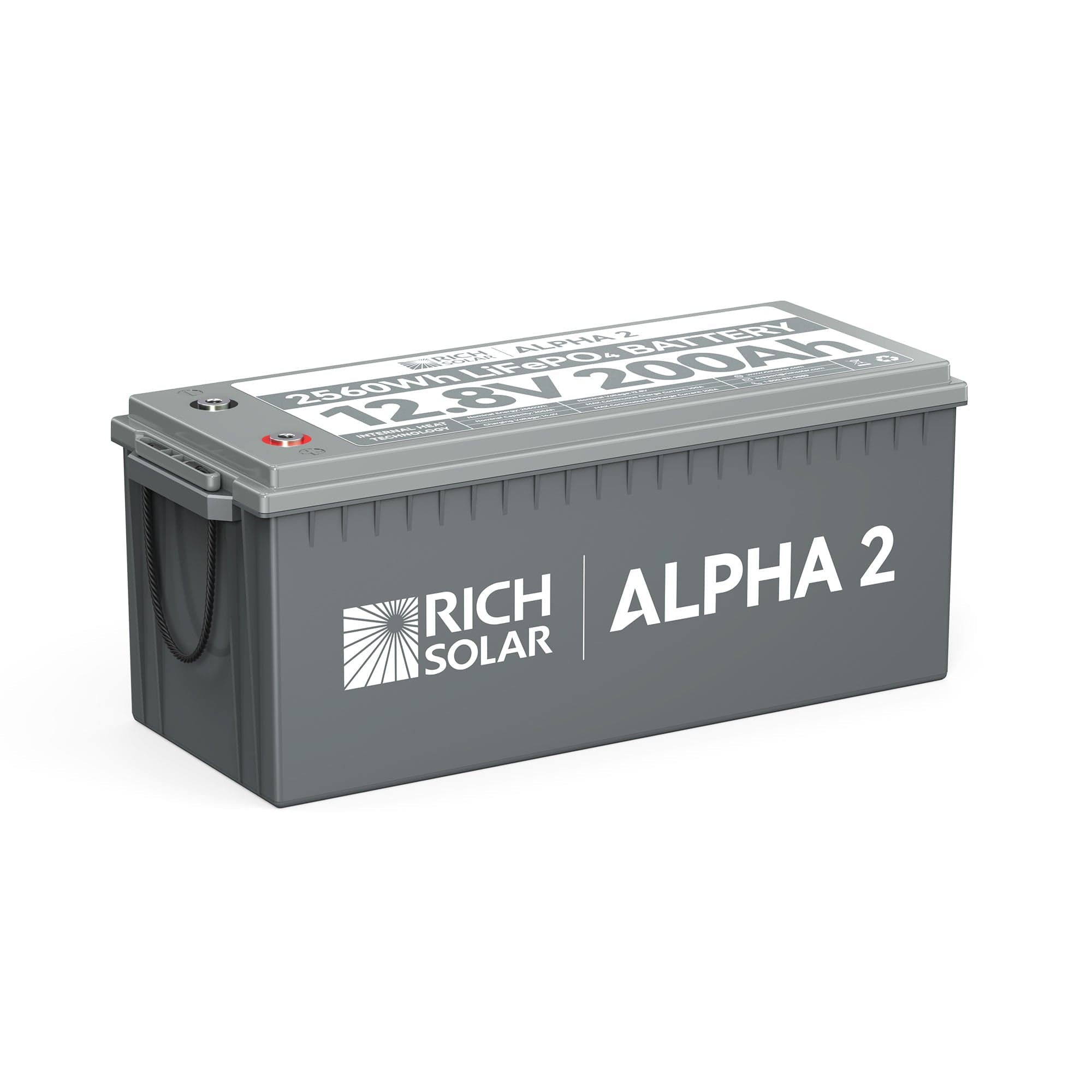 RICH SOLAR ALPHA 2 - 12V 200Ah LiFePO4 Battery, 5,000 Cycles, Bluetooth & Internal Heat Technology Batteries RICH SOLAR