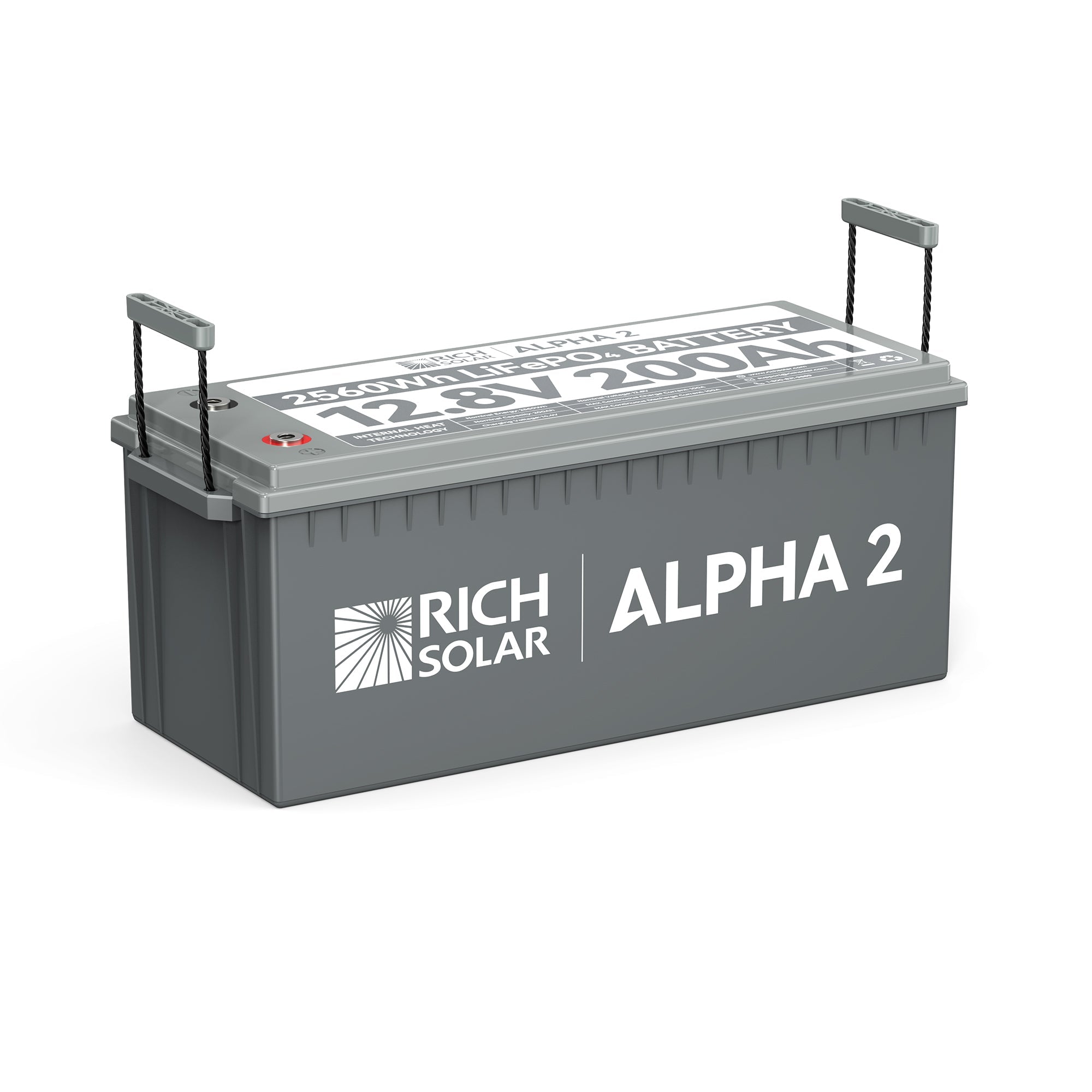 RICH SOLAR ALPHA 2 - 12V 200Ah LiFePO4 Battery, 5,000 Cycles, Bluetooth & Internal Heat Technology