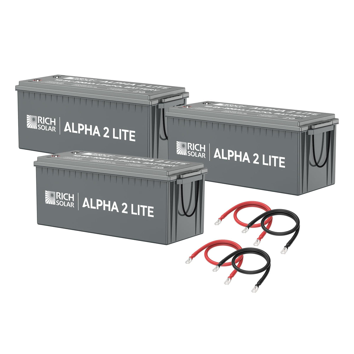 RICH SOLAR | 600Ah 12V LiFePO4 Off-Grid Battery Kit | 7.6kWh Deep Cycle Lithium Battery Bank | 3 X ALPHA 2 LITE in Parallel Batteries RICH SOLAR