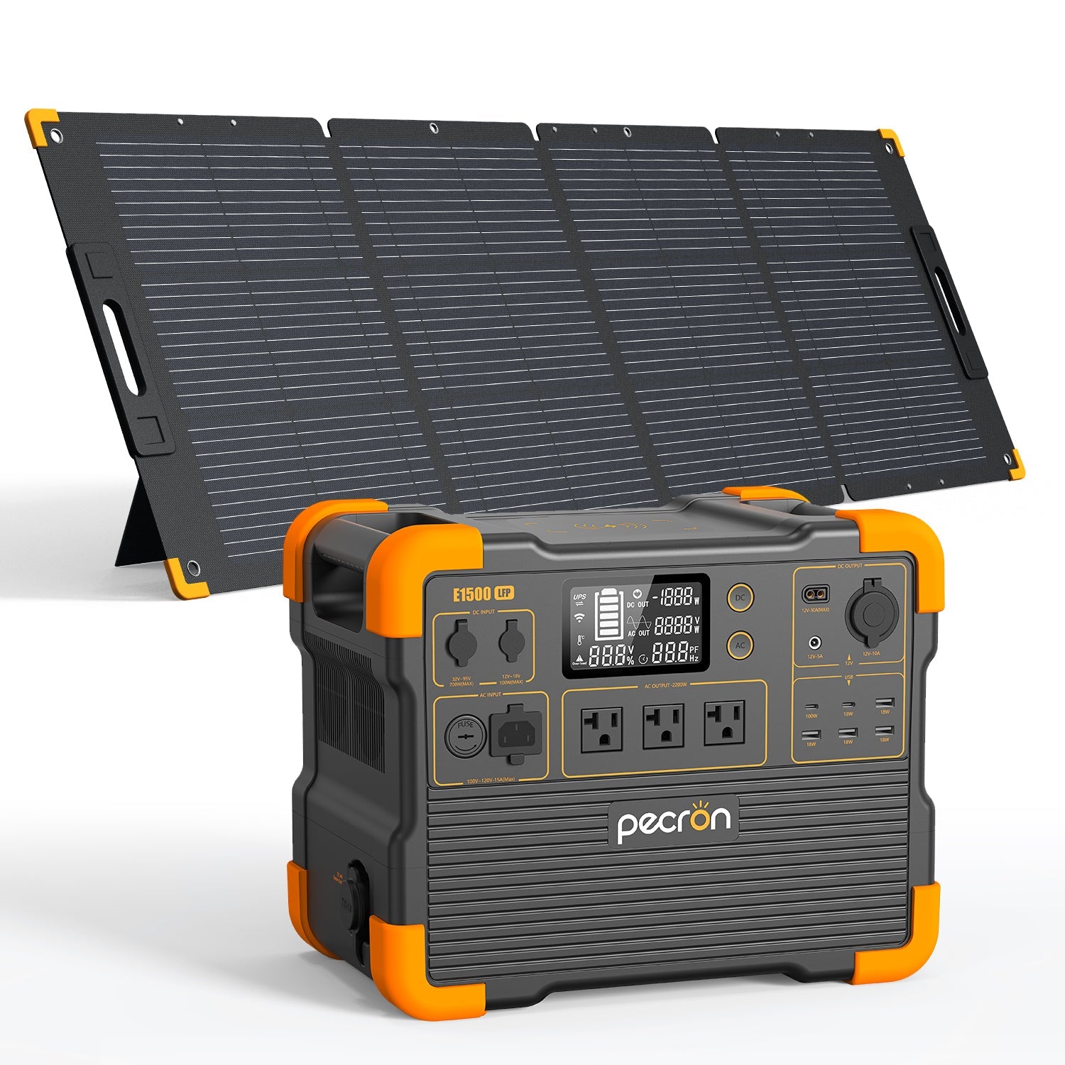 PECRON E1500LFP Expandable Portable Power Station 2200W 1536Wh Solar Generator & Portable Power Station PECRON E1500LFP+200W Solar kit