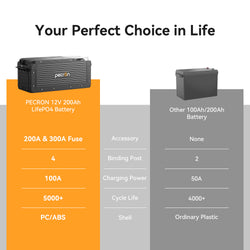 PECRON WB12200 Lithium 12V 200Ah Deep Cycle LiFePO4 Battery