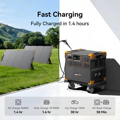 PECRON E3800LFP Portable Power Station 4200W 3840Wh + FREE 30A AC Cable & Free Cart (Until Supplies Last)