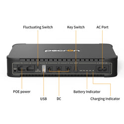 Pecron D77 DC UPS Battery Backup, 76.96Wh Small UPS for WiFi Router/Modem/Security Camera/Phone, With PoE Port, 5V/9V/12V