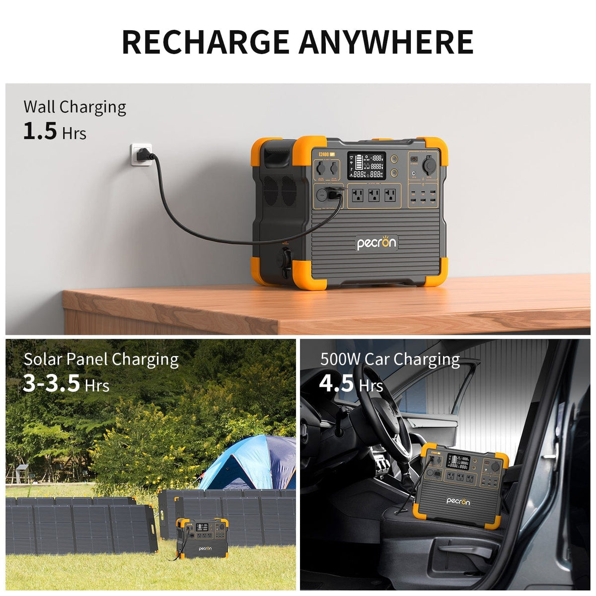 PECRON E2400LFP Portable Power Station 2400W 2048Wh Solar Generators PECRON