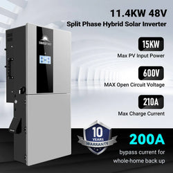SunGold Power Hybrid Solar Kit 11.4KW 48V Split Phase 30.72KWH Lithium Battery 28 X 450 Watt Solar Panel