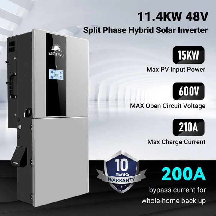 SunGold Power Hybrid Solar Kit 11.4KW 48V Split Phase 30.72KWH Lithium Battery 28 X 450 Watt Solar Panel