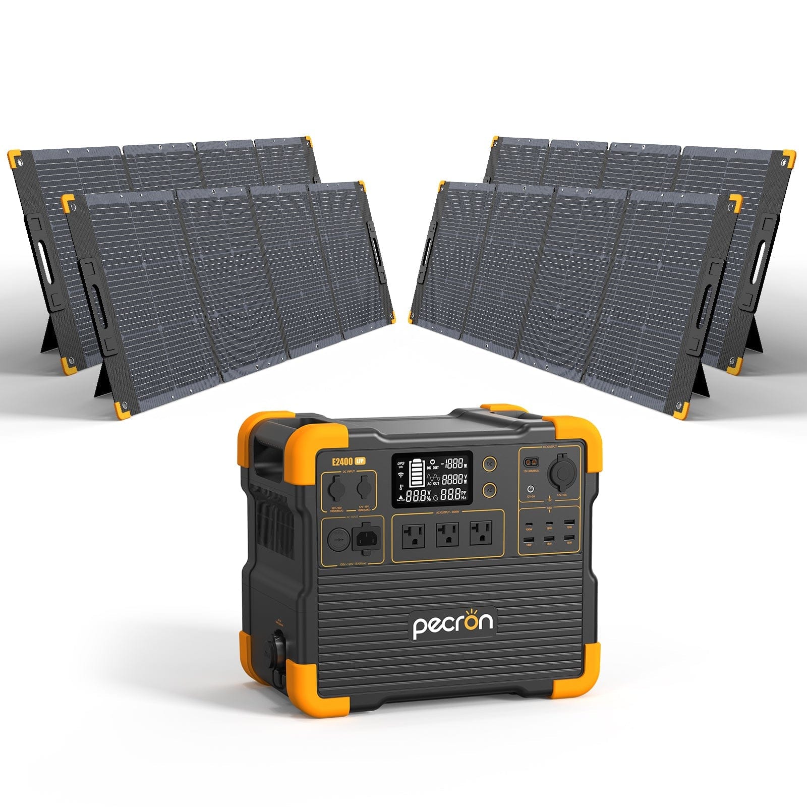 PECRON E2400LFP Portable Power Station 2400W 2048Wh Solar Generators PECRON E2400LFP-4*200W Solar Panel