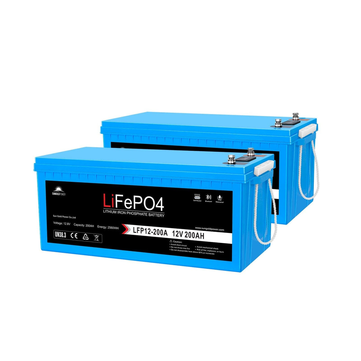 Sungold Power | 2 X 12V 200Ah LiFePO4 Deep Cycle Lithium Battery | Bluetooth / Self-Heating / IP65 Battery SunGoldPower