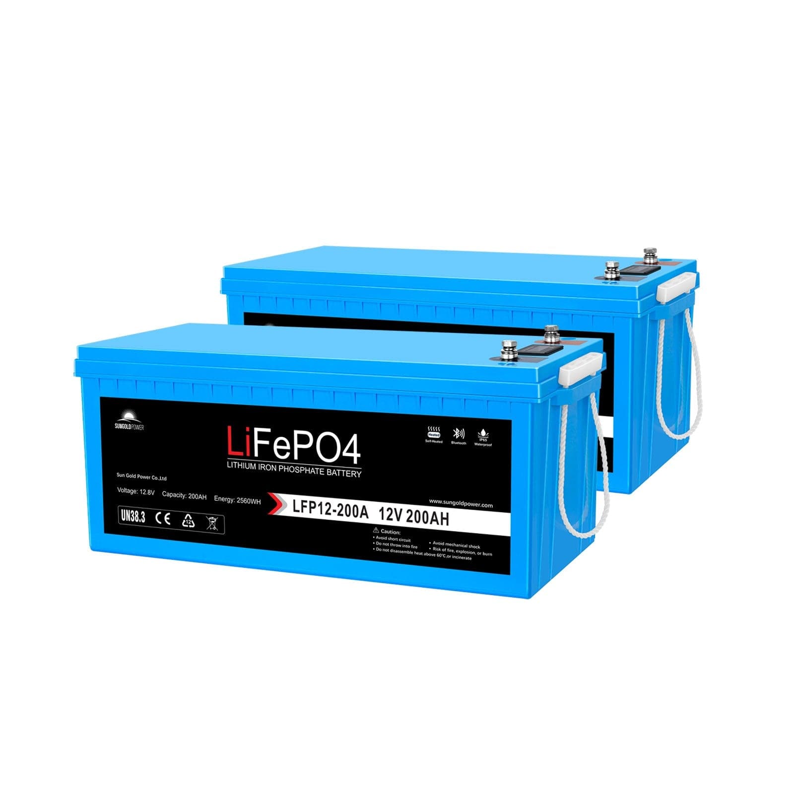 Sungold Power | 2 X 12V 200Ah LiFePO4 Deep Cycle Lithium Battery | Bluetooth / Self-Heating / IP65 Battery SunGoldPower