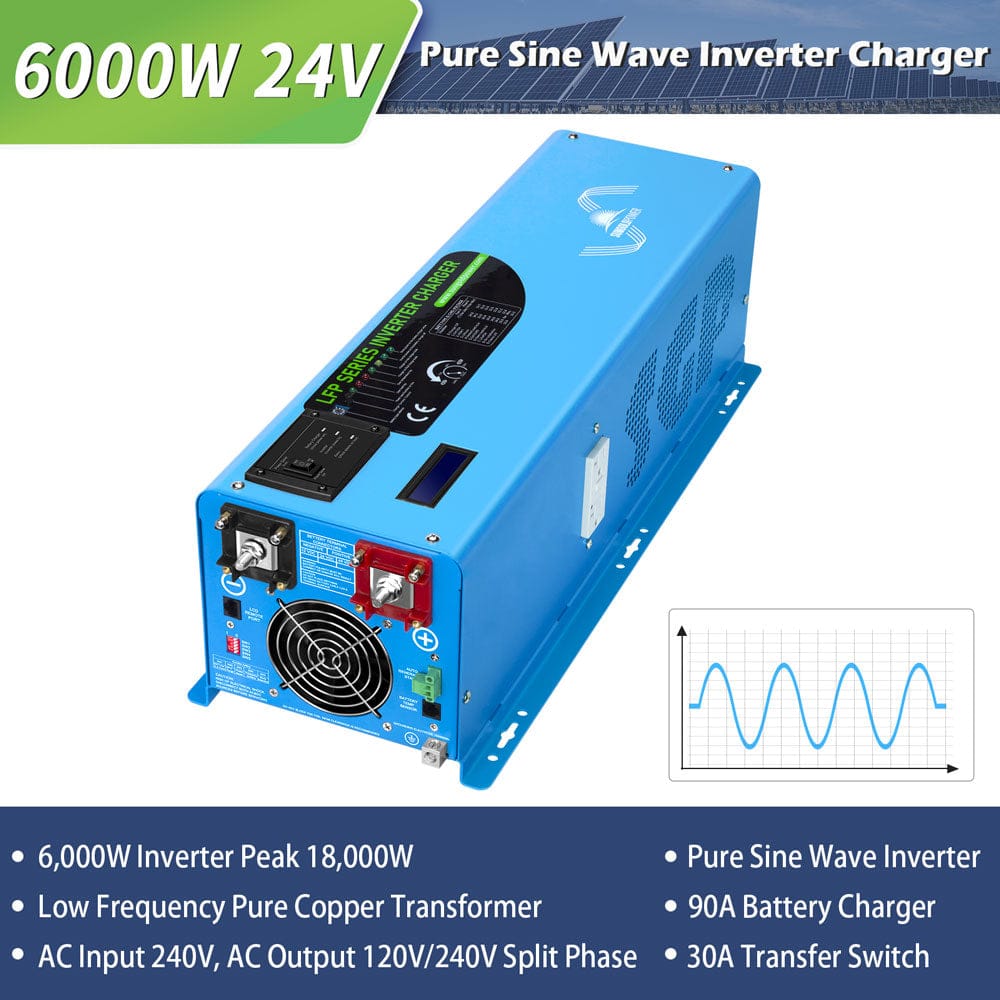Sungold Power 6000W DC 24V Split Phase Pure Sine Wave Inverter With Charger Off-Grid Inverters SunGoldPower