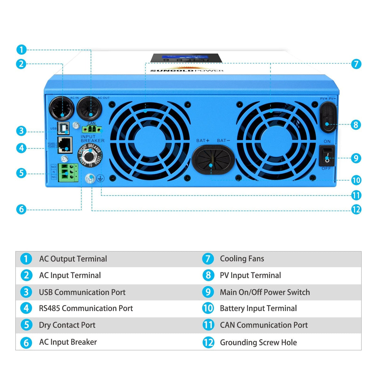 Sungold Power 3000W 24V Solar Inverter Charger Hybrid Inverters SunGoldPower