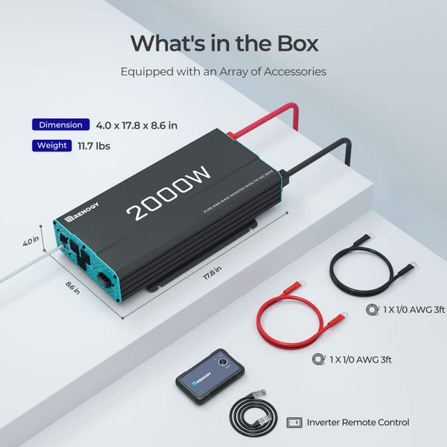 Renogy 2000W 12V Pure Sine Wave Inverter Inverters Renogy