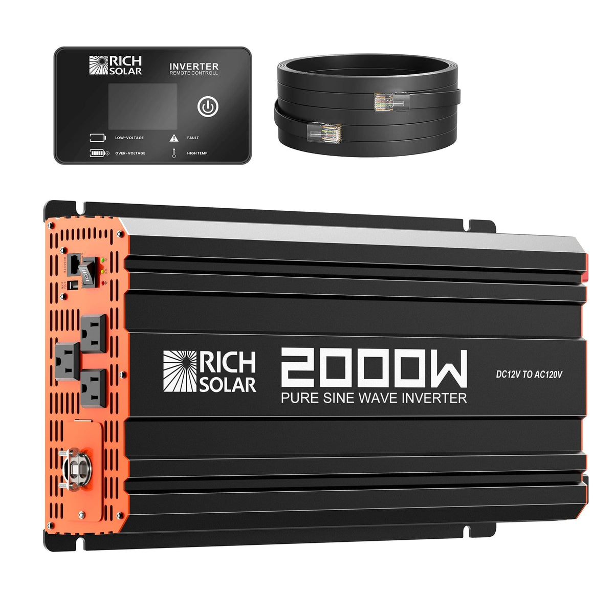 RICH SOLAR NOVA PURE 2K | 2000 Watt (2kW) 12 Volt Industrial Pure Sine Wave Inverter | Powerful 2000W 12V Off-Grid Inverter for RVs, Trailers, Campers, Vans, Trucks, Overlanders, Boats | Top Rated Off-Grid Inverters RICH SOLAR