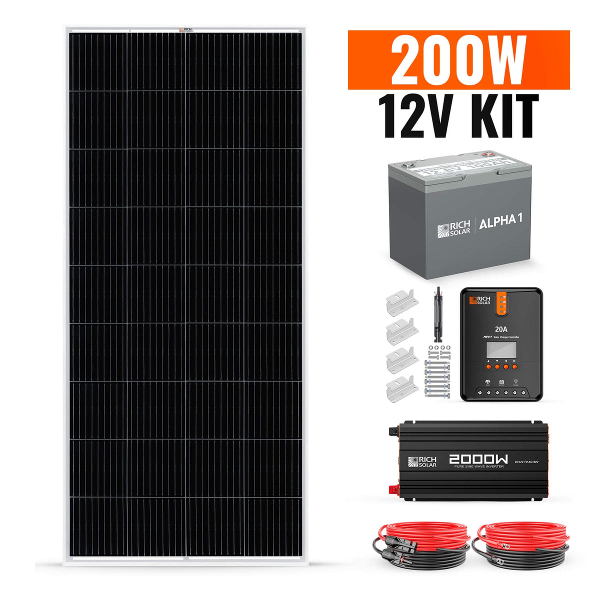 RICH SOLAR 12V 200W Complete Solar Kit Solar Kits RICH SOLAR