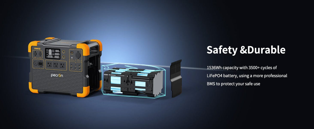 PECRON E1500LFP Expandable Portable Power Station 2200W 1536Wh Solar Generators PECRON