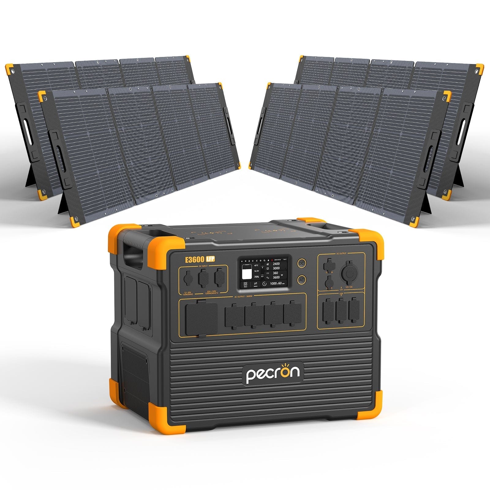 PECRON E3600LFP Portable Power Station 3600W 3072Wh (Pre-Order | Ships: End of June) Solar Generators PECRON E3600LFP+4*300W Solar Panel Without Trolley