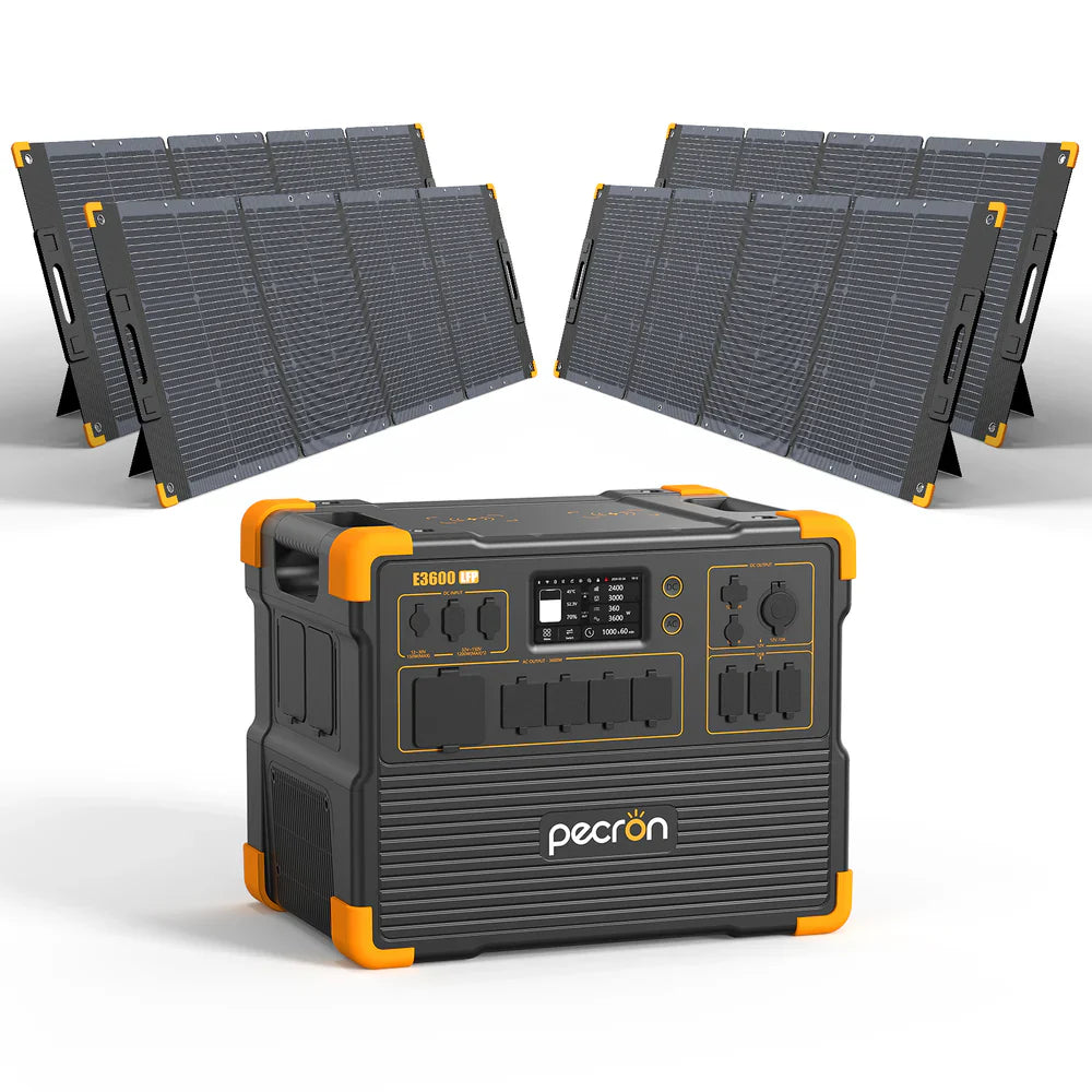 PECRON E3600LFP Solar Generator Kit 3600W 3072Wh Solar Generator & Portable Power Station PECRON E3600LFP+4*PV300 Without Trolley